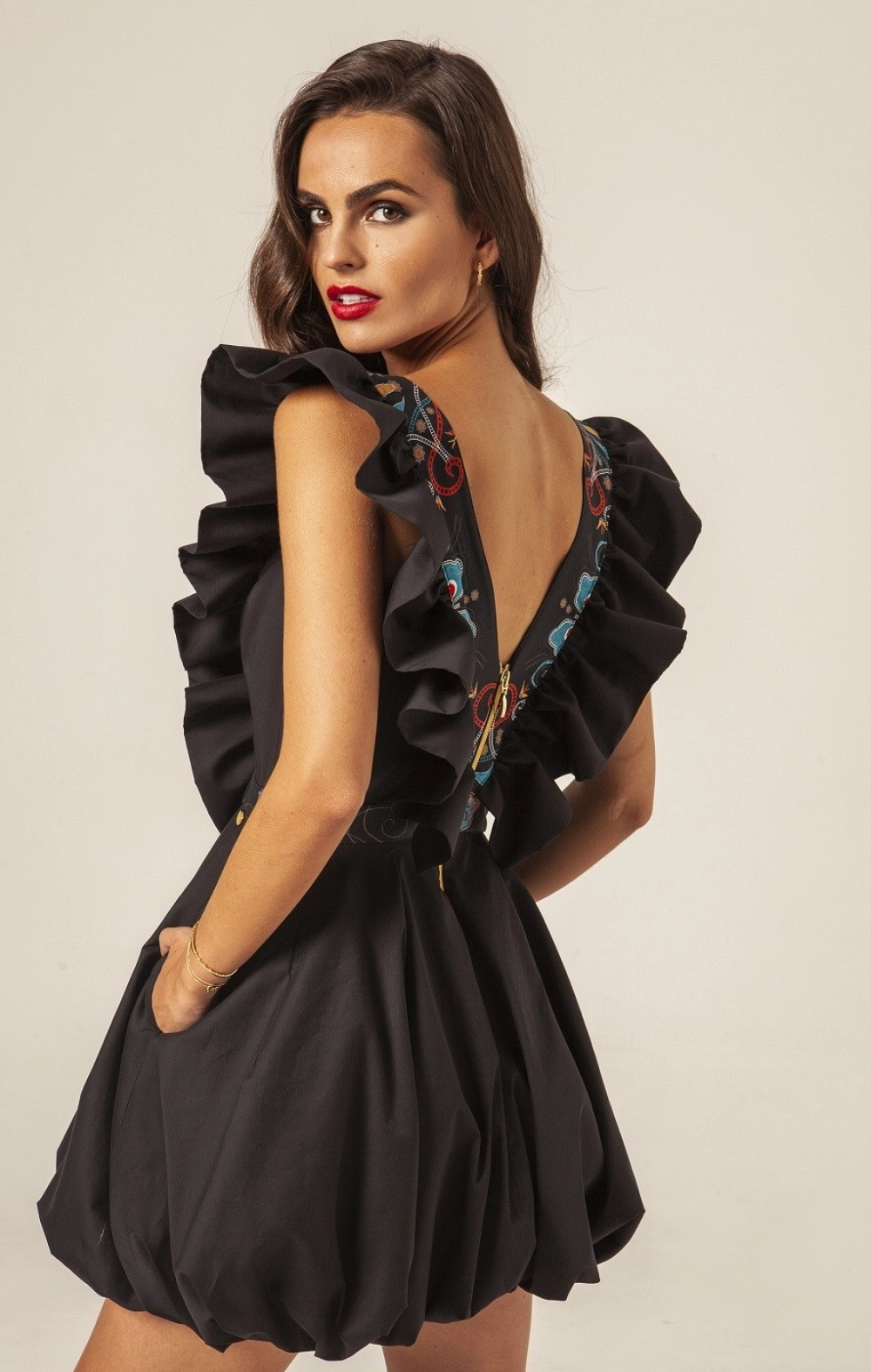 VESTIDO CORTO VOLANTES MARIPOSA MASAVI
