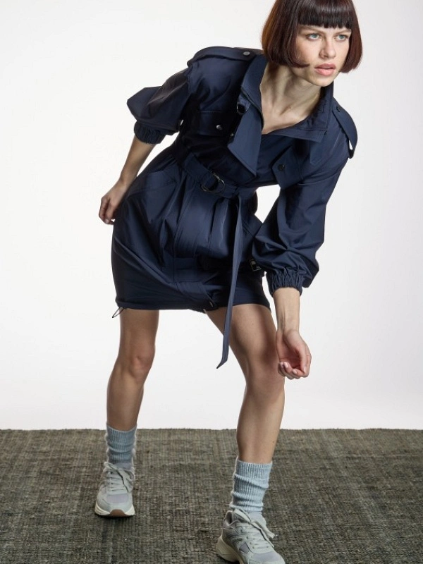 VESTIDO CUELLO ALTO GABARDINA