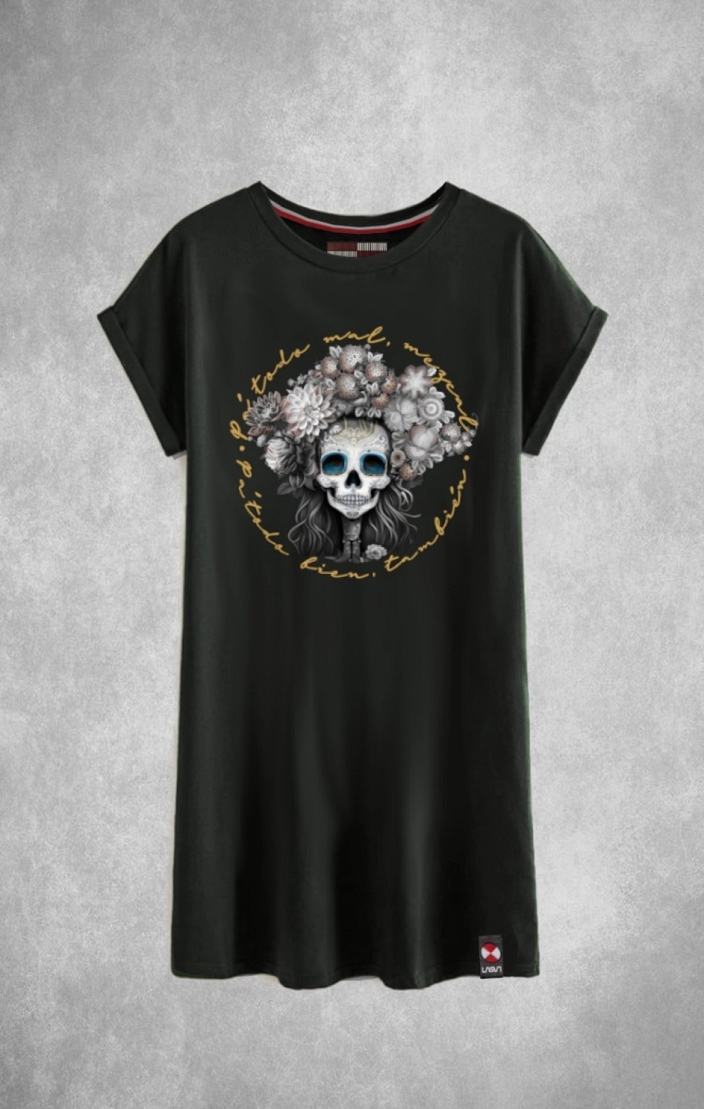 VESTIDO DE MUJER CATRINA NEGRO DESGASTADO LASAL