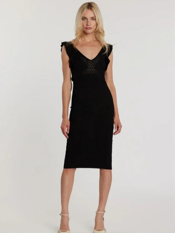 VESTIDO DE PUNTO AJUSTADO SIN MANGAS CON VOLANTES