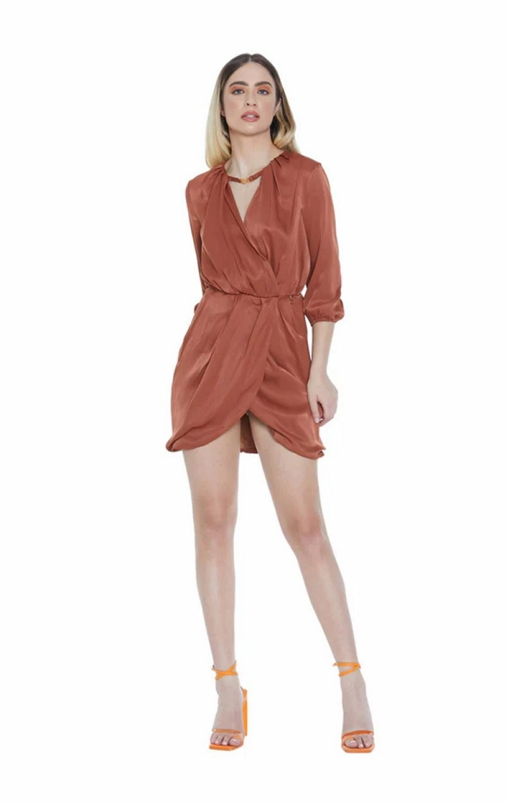 VESTIDO SATEN MANGA FRANCESA